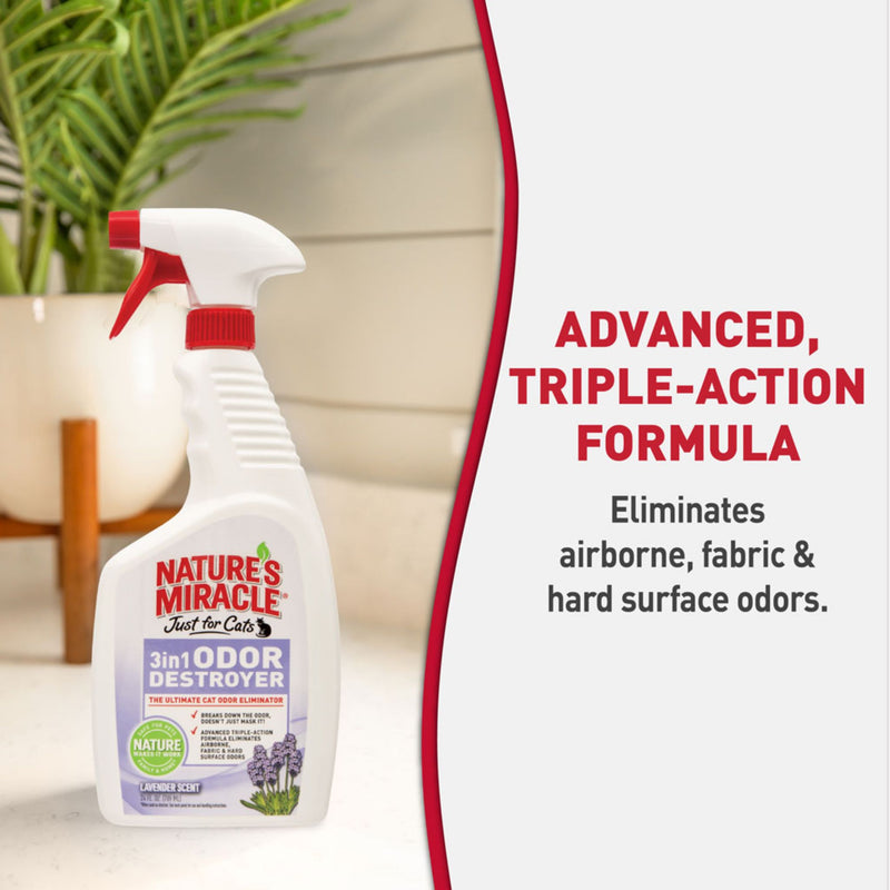 Nature's Miracle 3 in 1 Cat Odor Destroyer Lavander - 709ml | PeekAPaw Pet Supplies