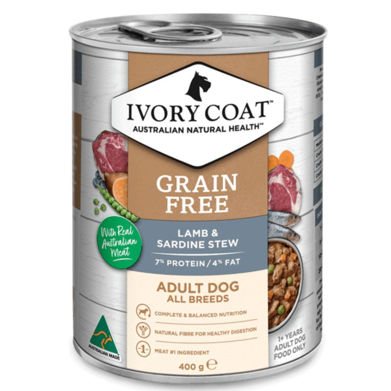 Ivory Coat Grain Free Adult Wet Dog Food Lamb & Sardine Stew