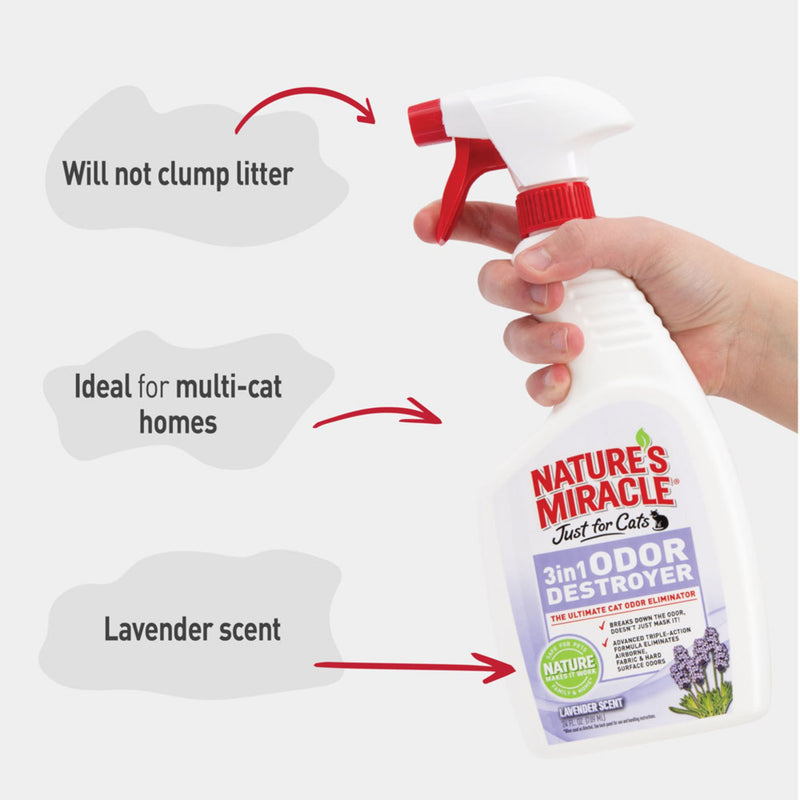 Nature's Miracle 3 in 1 Cat Odor Destroyer Lavander - 709ml | PeekAPaw Pet Supplies