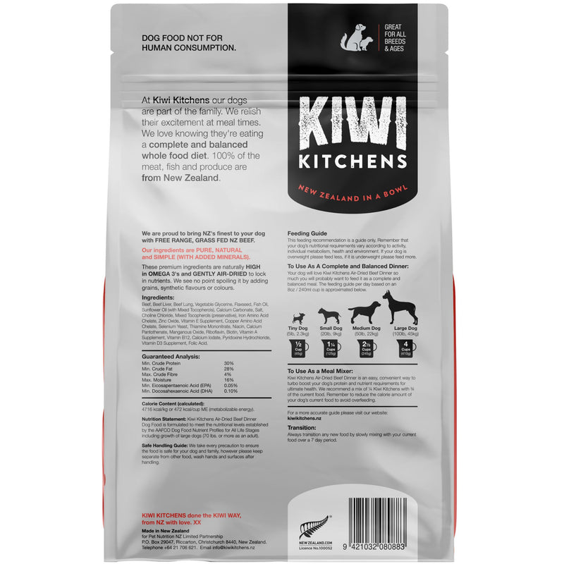 Kiwi Kitchens Air Dried Dog Food Beef Dinner