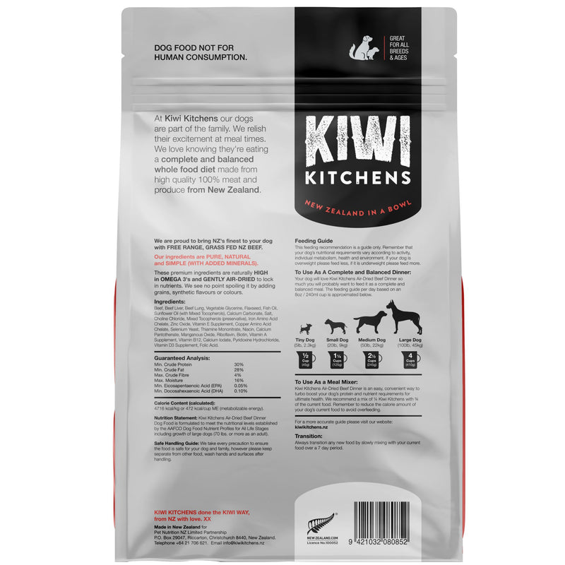 Kiwi Kitchens Air Dried Dog Food Beef Dinner