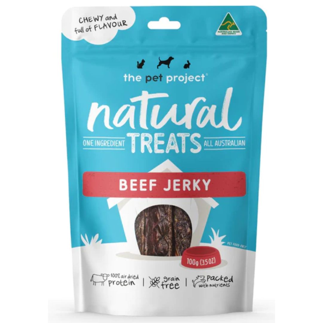 The Pet Project Natural Dog Treats Beef Jerky | PeekAPaw