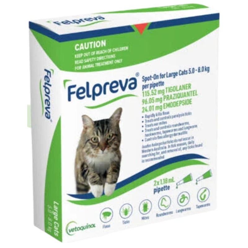 Felpreva Spot On Solutions For Cats - 5.0-8.0kg 2Pack | PeekAPaw Pet Supplies