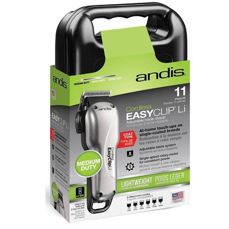 Andis Pet Grooming Clipper EasyClip Li Cord Cordless - Silver  | PeekAPaw Pet Supplies