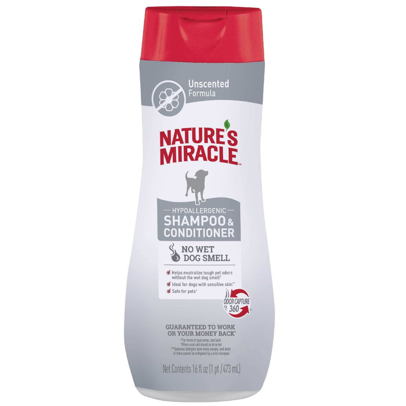 Nature's Miracle Hypoallergenic Shampoo & Conditioner - Unscented for Dogs - 473ml | PeekAPaw Pet Supplies