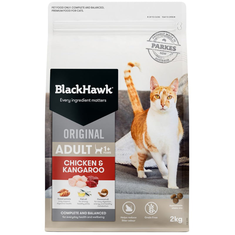 Black Hawk original Adult Dry Cat Food Chicken & Kangaroo - 2kg | PeekAPaw Pet Supplies