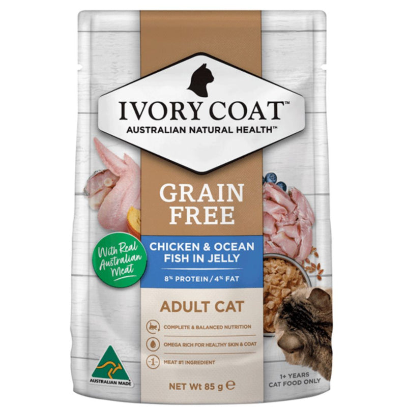 Ivory Coat Grain Free Adult Wet Cat Food Chicken & Ocean Fish in Jelly