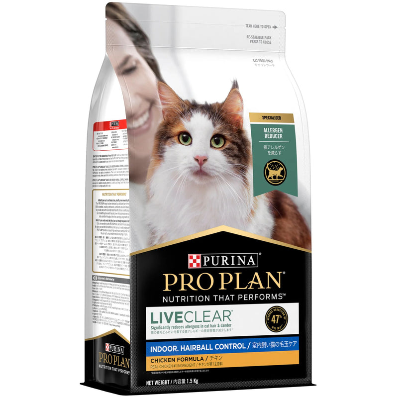 PRO PLAN LIVECLEAR Adult Indoor Hairball Control Chicken Formula with Probiotics Dry Cat Food