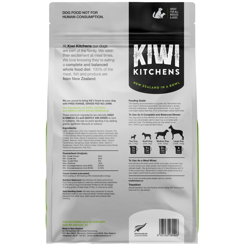 Kiwi Kitchens Air Dried Dog Food Lamb Dinner