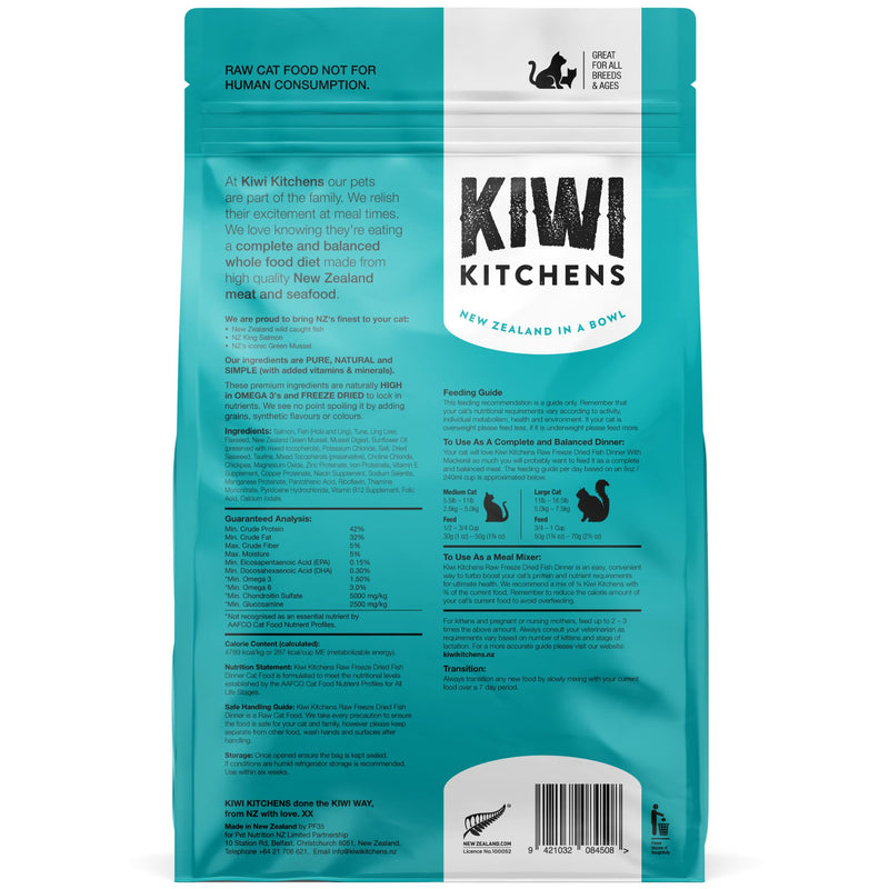 Kiwi Kitchens Freeze Dried Cat Food Fish Dinner