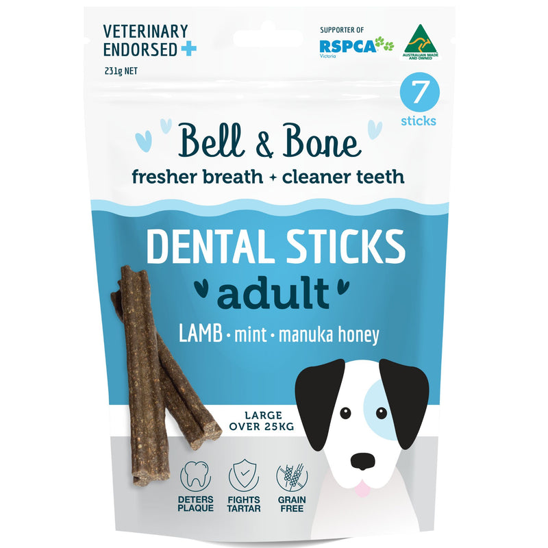 Bell and Bone Dental Sticks for Adult Dogs - Lamb, Mint & Manuka Honey