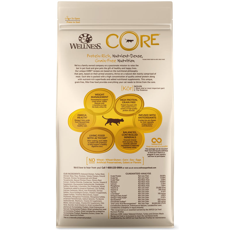 Wellness Core Dry Cat Food Grain Free Indoor: Chicken & Turkey