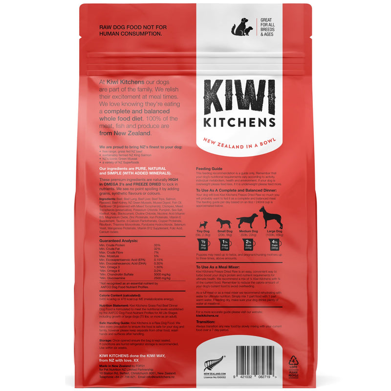 Kiwi Kitchens Freeze-Dried Dog Food Beef Dinner