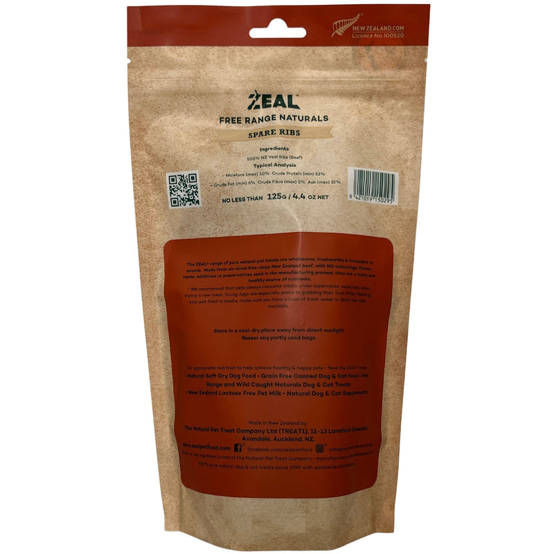 Zeal Free Range Naturals Spare Ribs Pet Treats 125g | PeekAPaw Pet Supplies