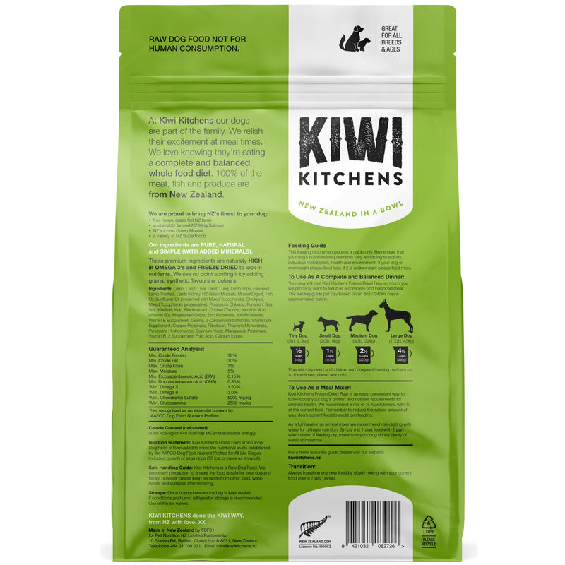 Kiwi Kitchens Freeze-Dried Dog Food Lamb Dinner