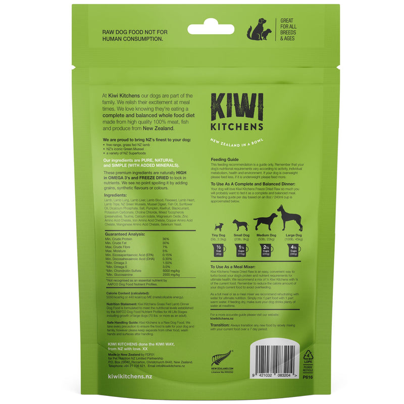 Kiwi Kitchens Freeze-Dried Dog Food Lamb Dinner