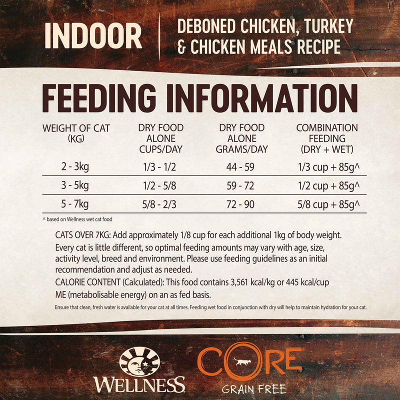 Wellness Core Dry Cat Food Grain Free Indoor: Chicken & Turkey