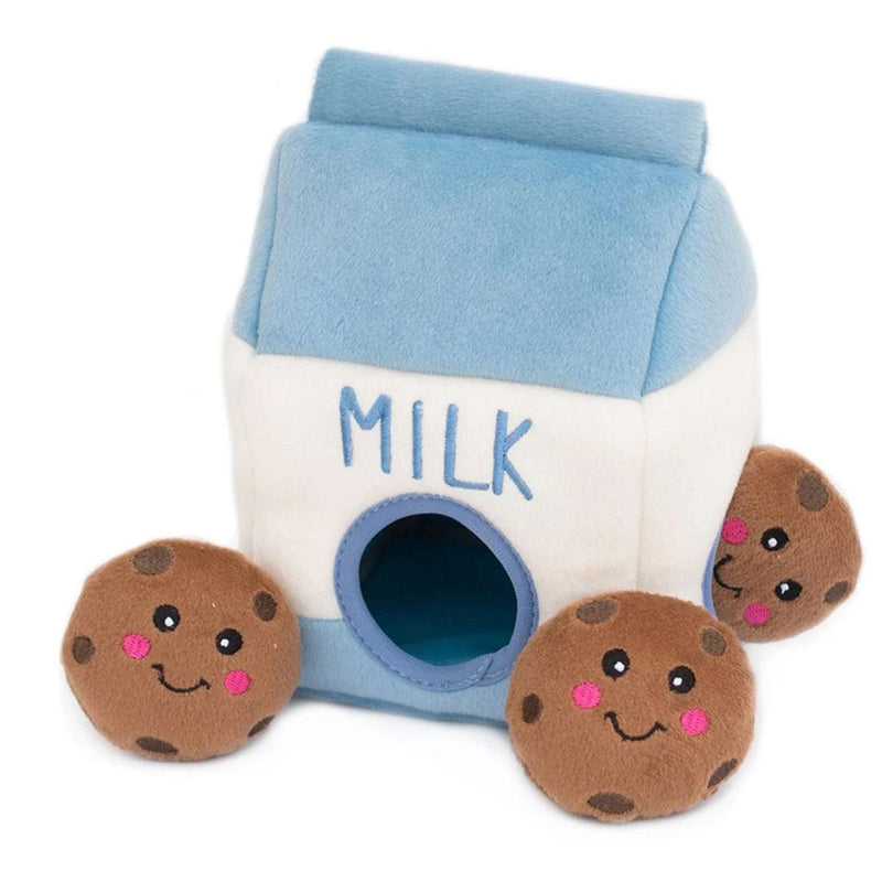 Zippy Paws Dog Toys Plush Burrow - Milk and Cookies | PeekAPaw Pet Supplies