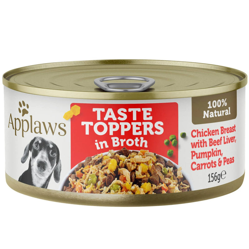 Applaws Taste Toppers for Dogs Chicken Breast with Beef Liver, Pumpkin, Carrots & Peas in Broth