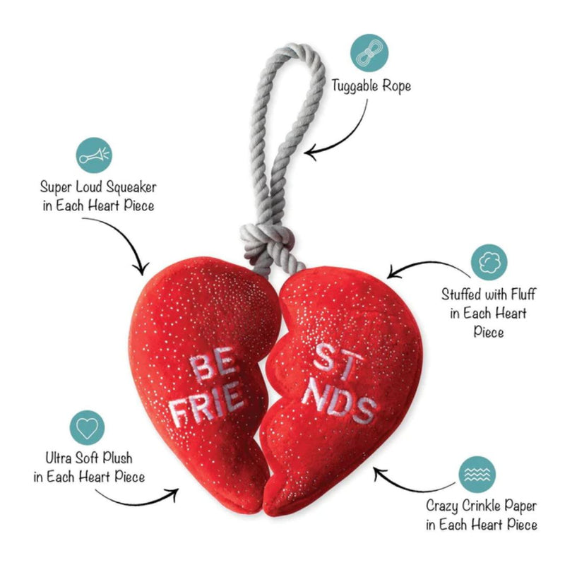 Fringe Studio Rope & Plush Squeaker Valentine's Day Dog Toy - Besties 4Ever | PeekAPaw Pet Supplies