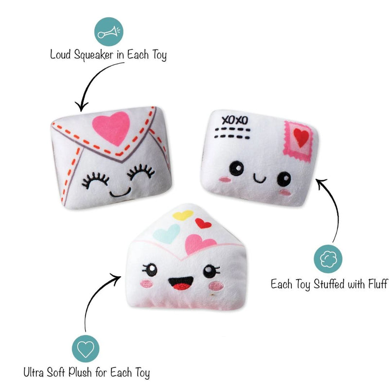 Fringe Studio Plush Squeaker Dog Toy - Sealed With A Kiss 3 Mini Toys  | PeekAPaw Pet Supplies