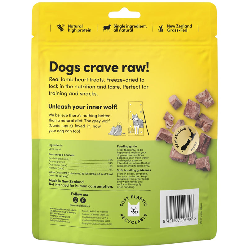 Animals Like Us Freeze Dried Dog Treats Grass-Fed Lamb Heart