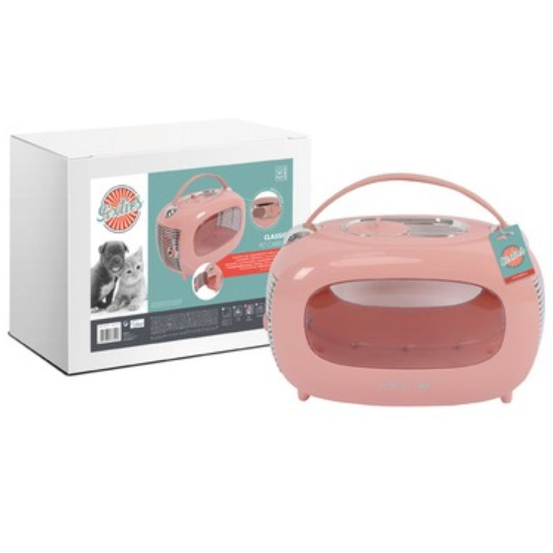 M-Pets SIXTIES Classic Pet Carrier Pink | PeekAPaw Pet Supplies