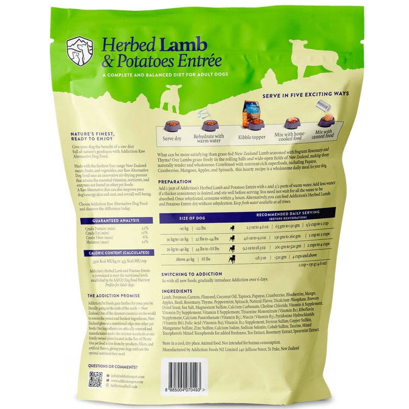 ADDICTION Herbed Lamb & Potatoes Raw Alternative Dog Food