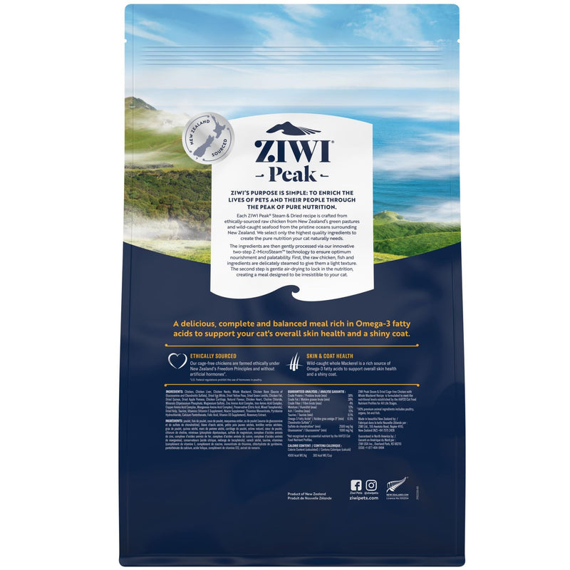 Ziwi Peak Steam and Dried Cat Food Cage-Free Chicken with Whole Mackerel