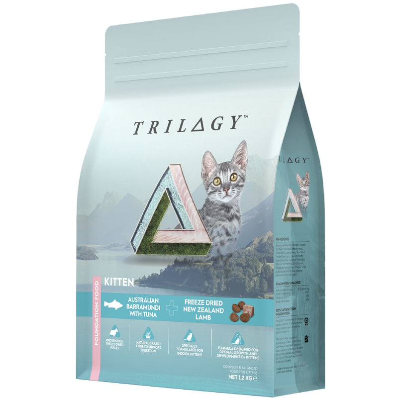 Trilogy Dry Cat Food for Kitten Australian Barramundi with Tuna + Freeze Dried NZ Lamb