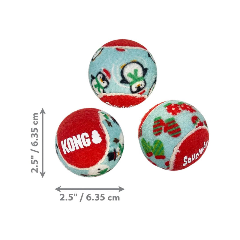 KONG Dog Toys Holiday SqueakAir Balls - Medium Size | PeekAPaw Pet Supplies