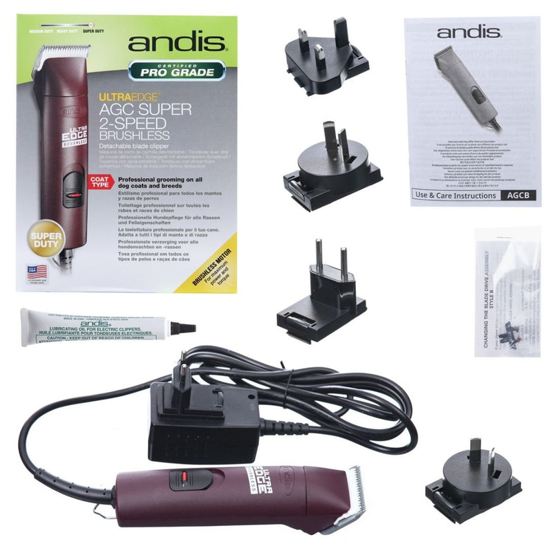 Andis Pet Grooming Clipper AGCB Super 2 Speed Burgundy  | PeekAPaw Pet Supplies