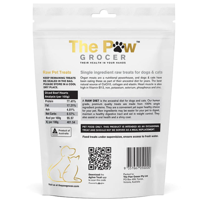 The Paw Grocer Freeze Dried Dogs & Cats Treats Beef Hearts -Back | PeekAPaw Pet Supplies