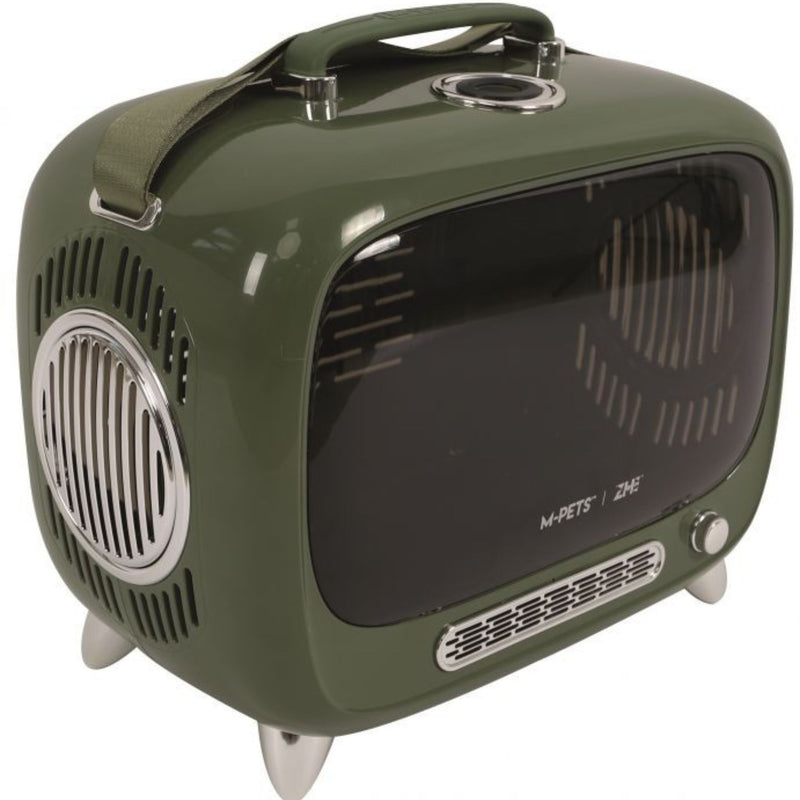 M-Pets SIXTIES TV Pet Carrier Green | PeekAPaw Pet Supplies