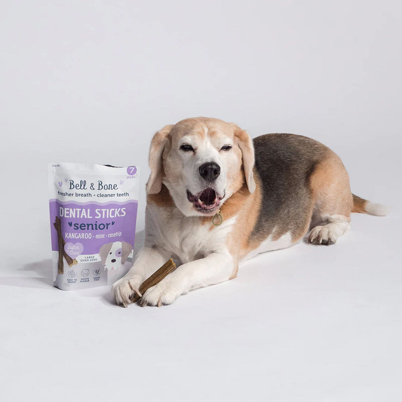 Bell and Bone Dental Sticks for Senior Dogs - Kangaroo, Mint and Rosehip