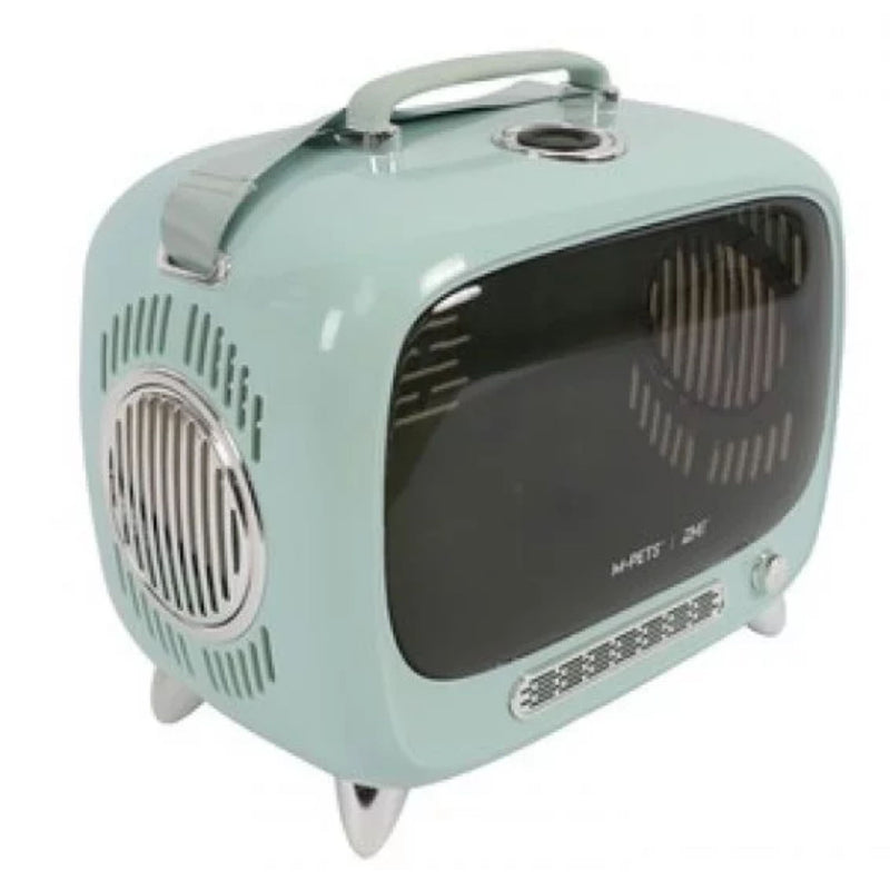 M-Pets SIXTIES TV Pet Carrier Blue | PeekAPaw Pet Supplies