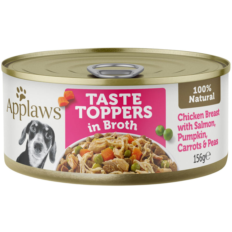 Applaws Taste Toppers for Dogs Chicken Breast with Salmon, Pumpkin, Carrots & Peas in Broth