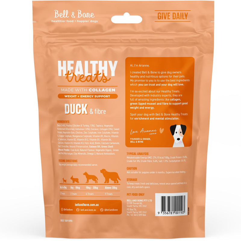 Bell and Bone Healthy Dog Treats Duck & Fibre for Weight and Energy Support