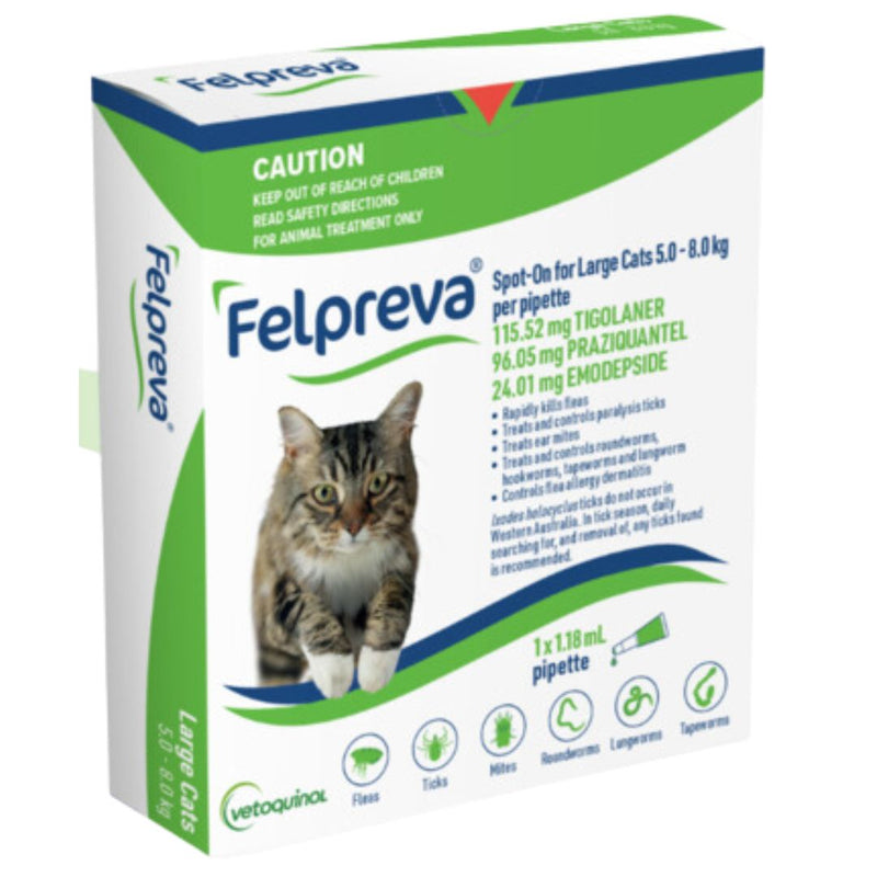 Felpreva Spot On Solutions For Cats - 5.0-8.0kg 1Pack | PeekAPaw Pet Supplies