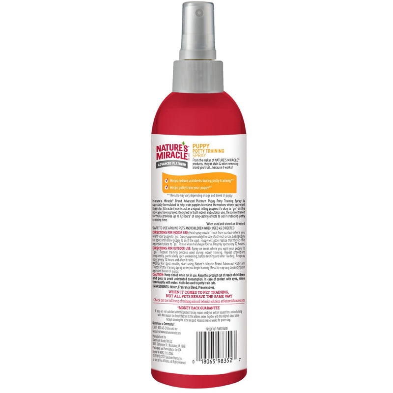 Nature's Miracle Advance Platinum Puppy Potty Training Spray - 236ml | PeekAPaw Pet Supplies