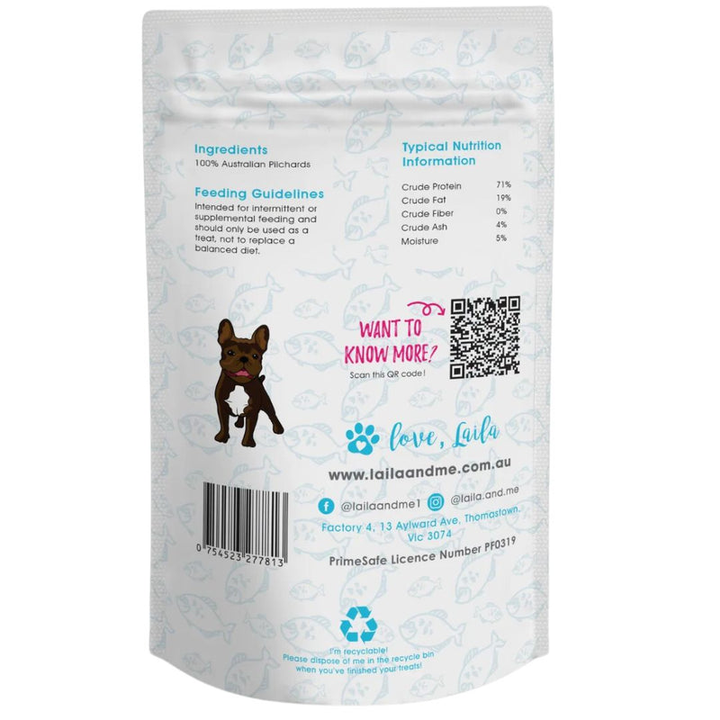 Laila & Me Dehydrated Range Cat & Dog Treats Pilchards | PeekAPaw Pet Supplies