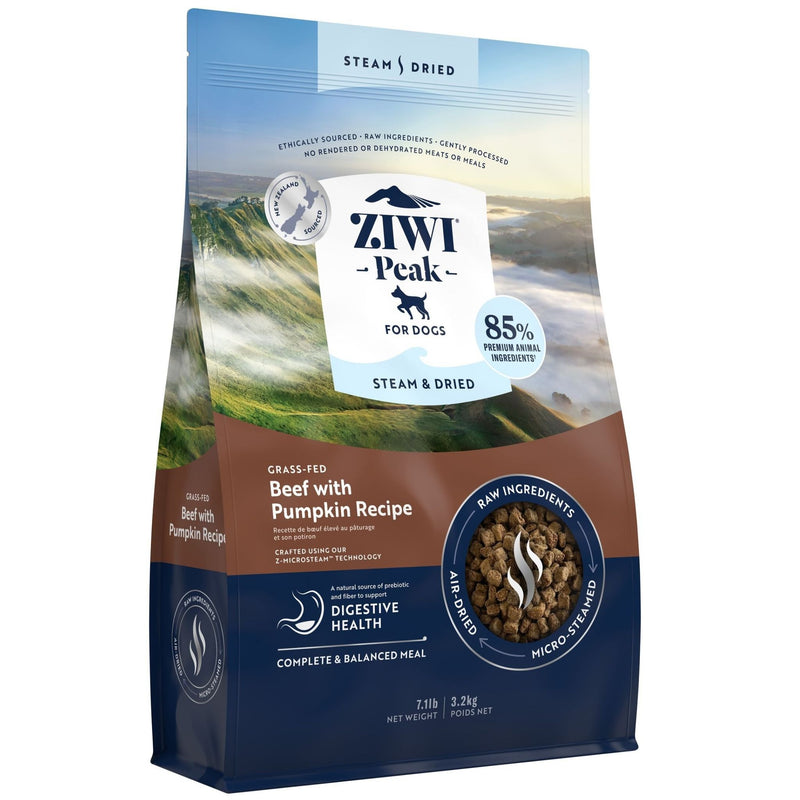 Ziwi Peak Steam and Dried Dog Food Grass-Fed Beef with Pumpkin