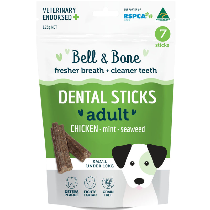 Bell and Bone Dental Sticks for Adult Dogs - Chicken, Mint & Seaweed