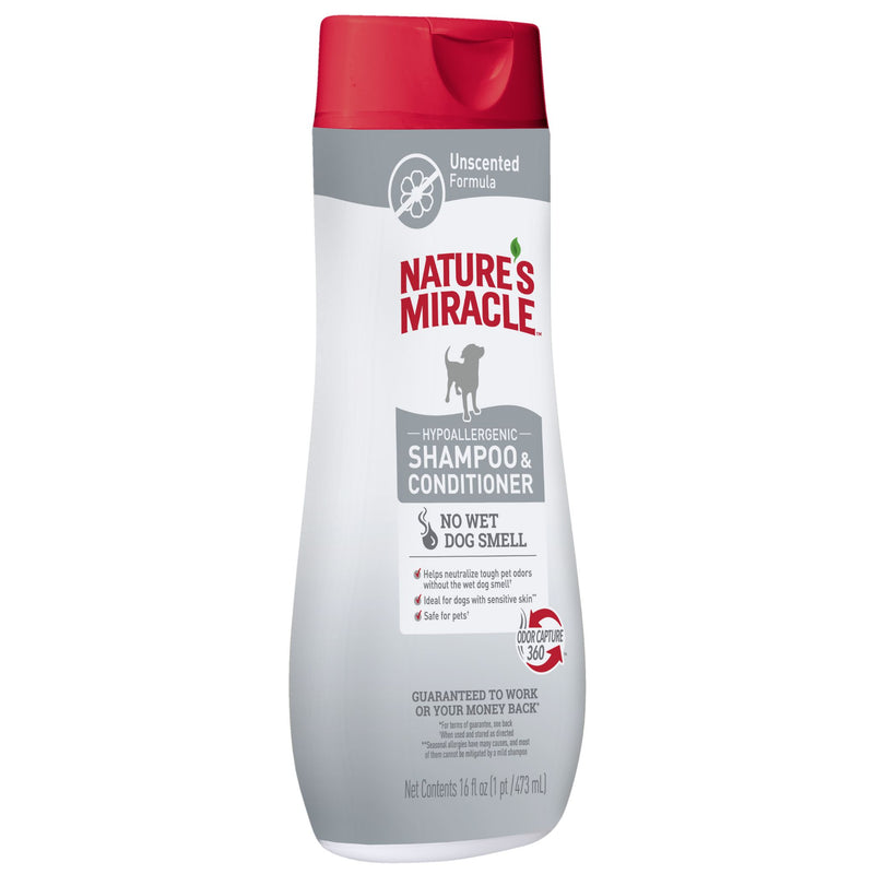 Nature's Miracle Hypoallergenic Shampoo & Conditioner - Unscented for Dogs - 473ml | PeekAPaw Pet Supplies