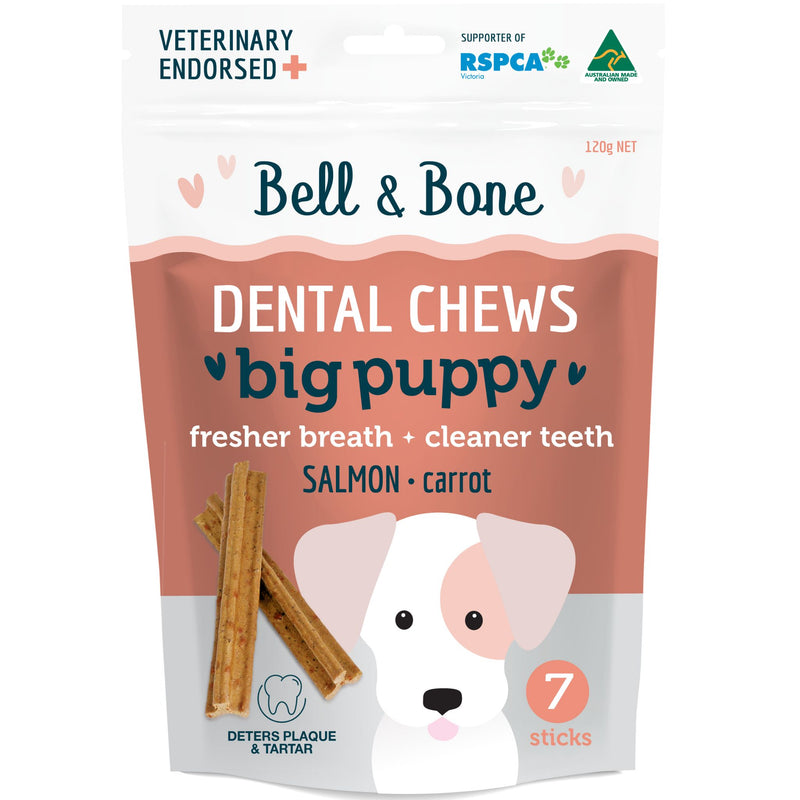 Bell and Bone Puppy Dental Chews - Salmon and Carrot