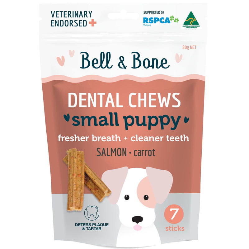 Bell and Bone Puppy Dental Chews - Salmon and Carrot