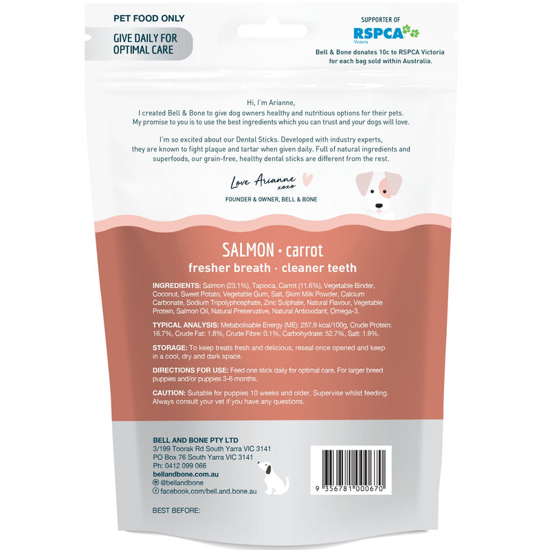 Bell and Bone Puppy Dental Chews - Salmon and Carrot