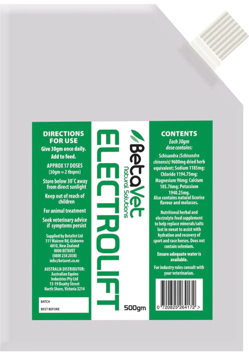 BetaVet Natural Solutions Horse Electrolift - 500g | PeekAPaw Pet Supplies