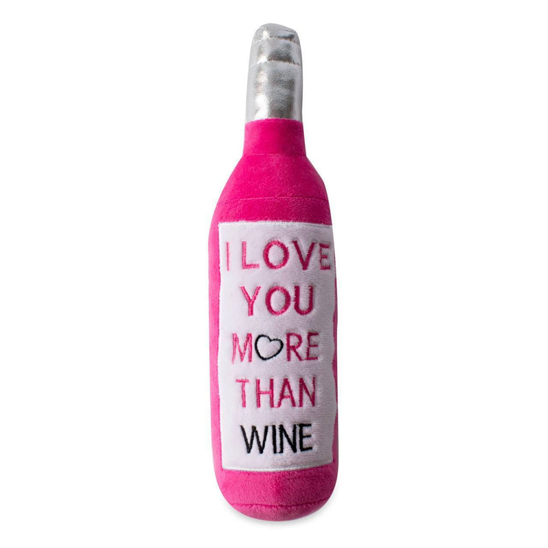 Fringe Studio Plush Bottle Squeaker Valentine's Dog Toy - Love You More Than Wine | PeekAPaw Pet Supplies