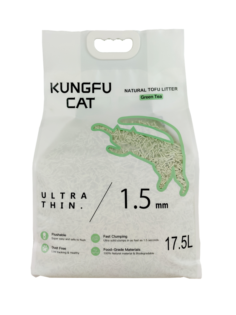 KUNGFU CAT Natural Tofu Litter - Green Tea 17.5L/6.5kg | PeekAPaw Pet Supplies